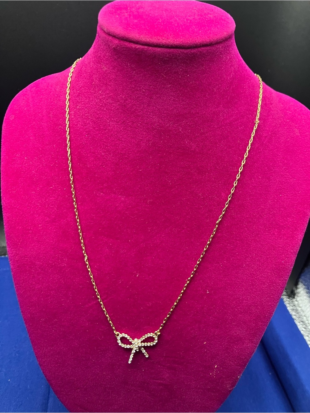 J. Crew Gold Bow Crystal Pave Pendant Necklace